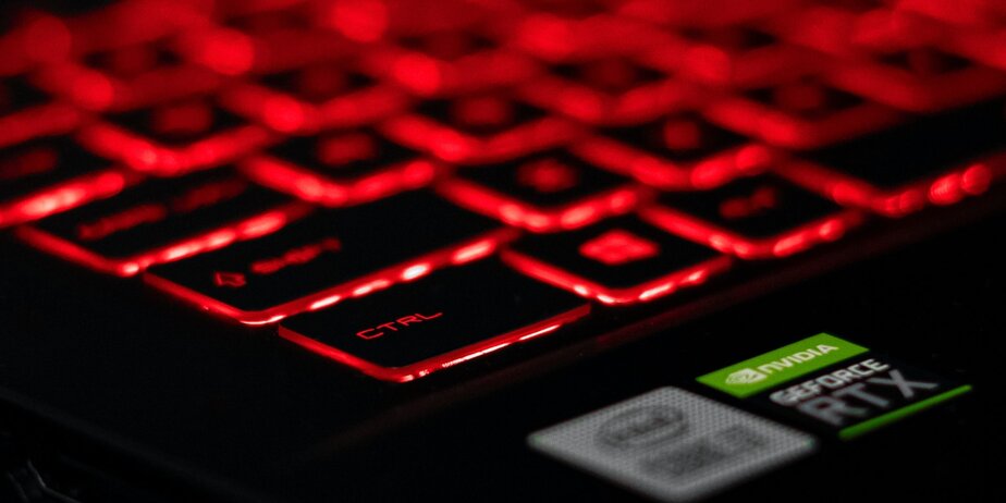 red laptop keyboard image