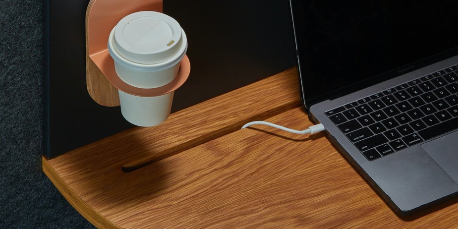 laptop charging with coffee image