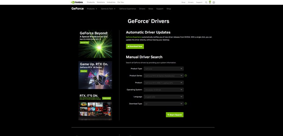 Nvidie website image