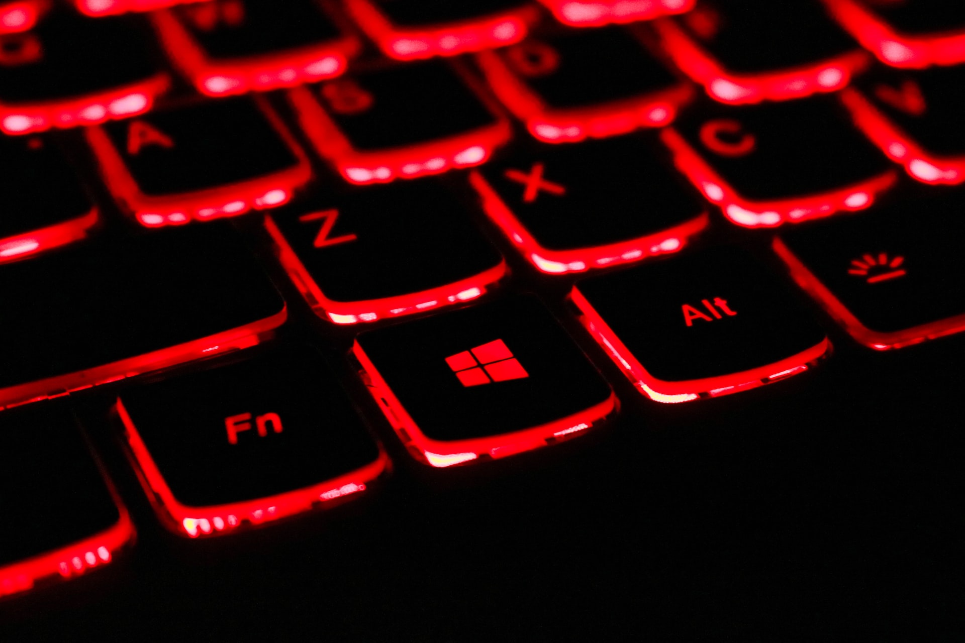 Red laptop backlight