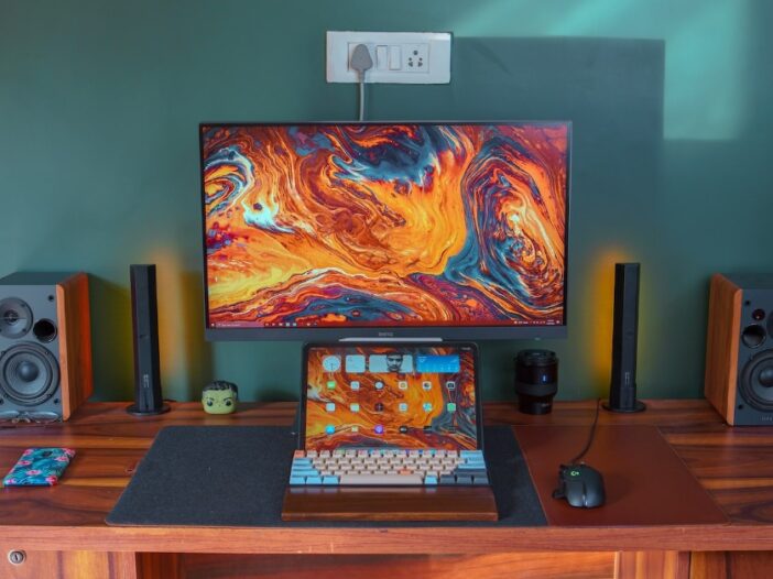 gaming laptop and desktop setup
