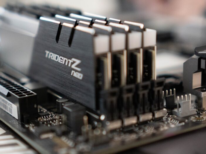 RAM modules on a motherboard image
