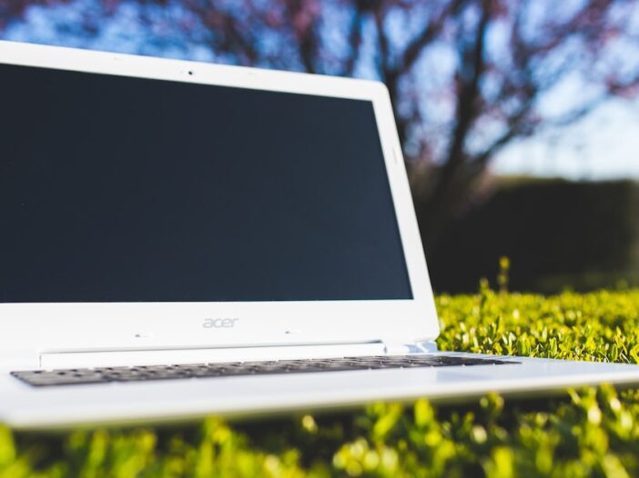 chromebook on grass