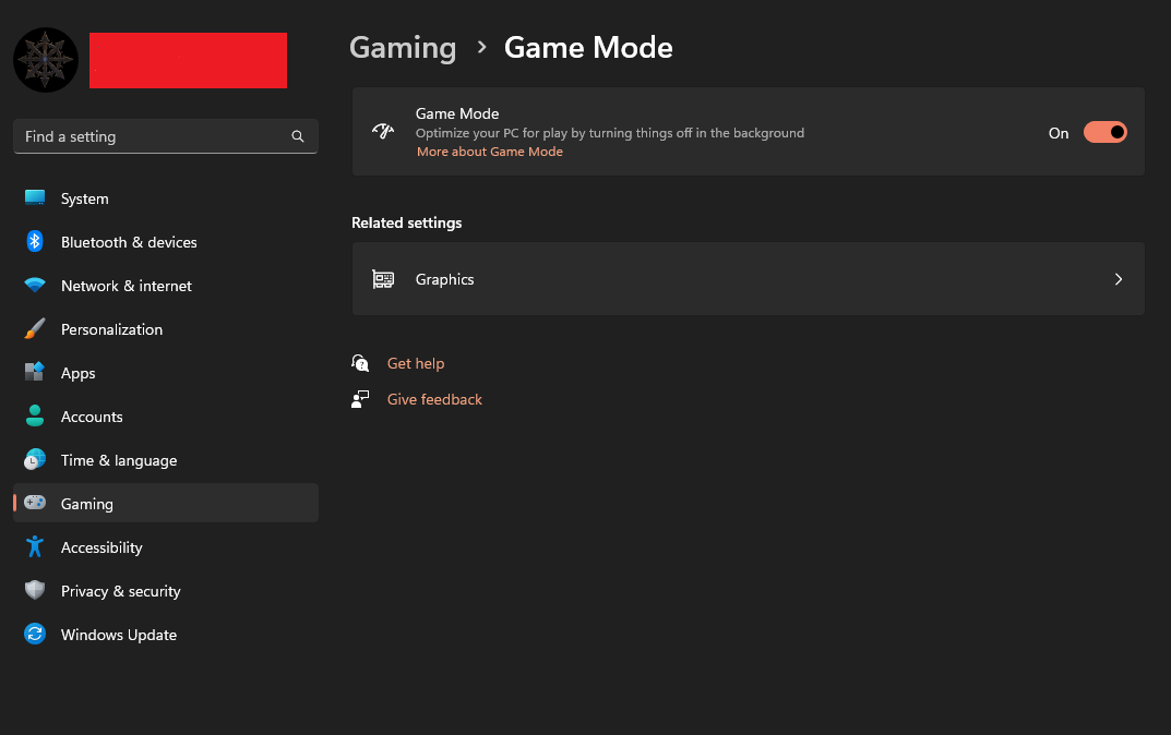 Game Mode in windows