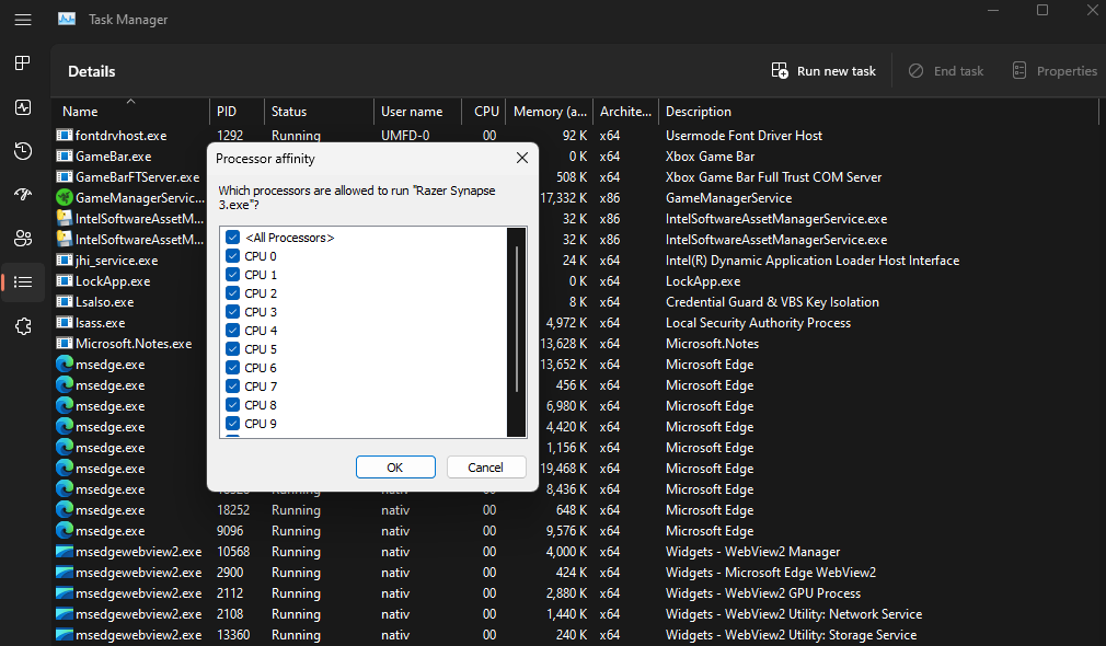 processor affinity in windows