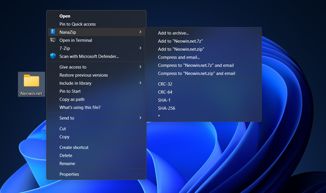 Windows 11 transparency menu