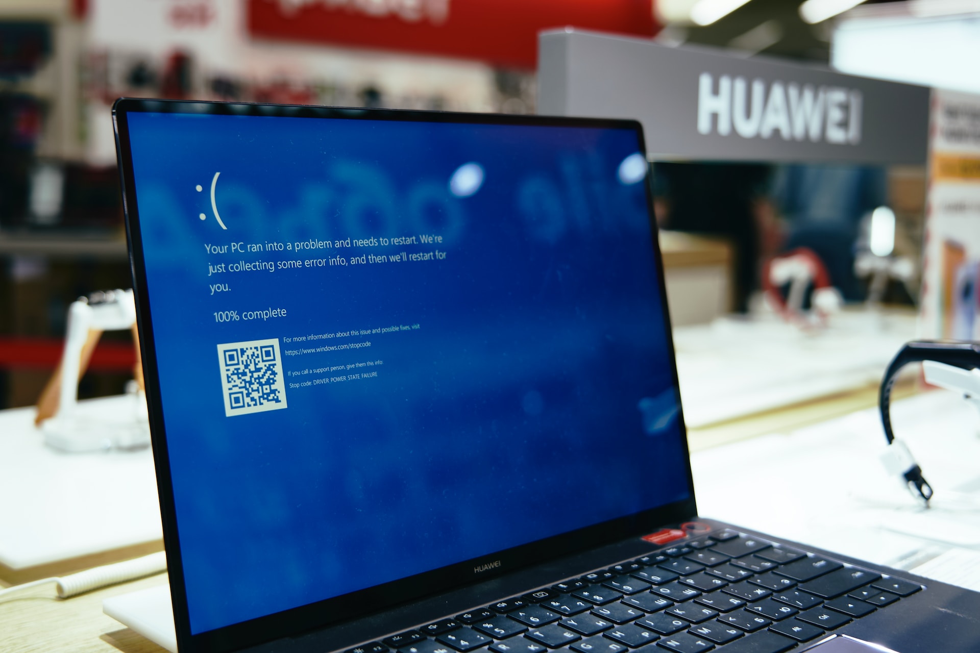 Blue screen of death on a laptop