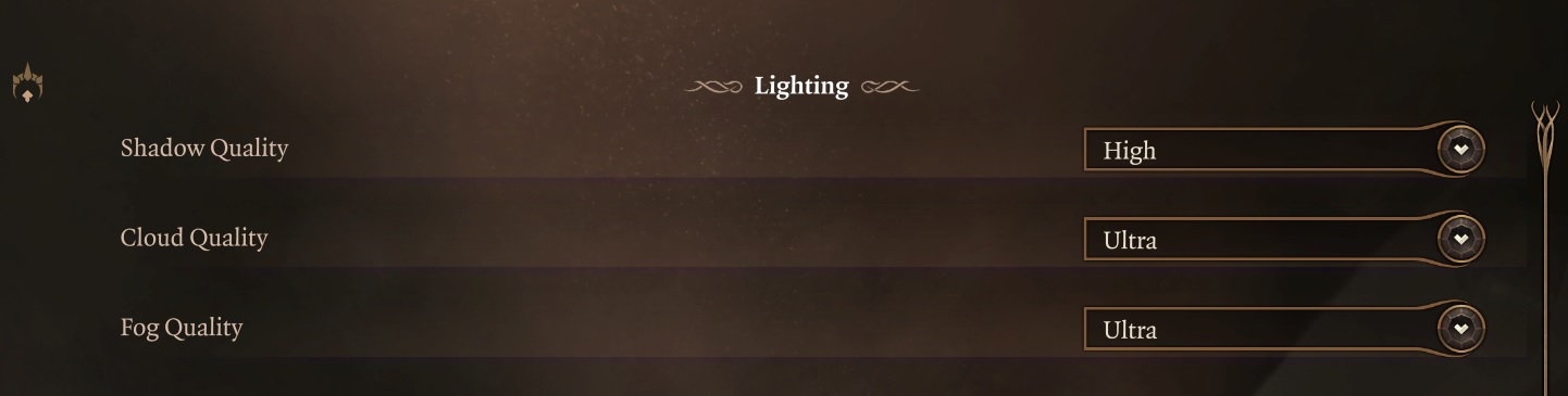 BG3 lighting settings
